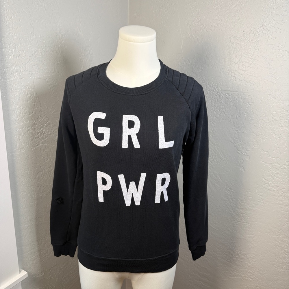 Zoe Karssen GRL PWR Black Graphic Sweatshirt Feminist Slogan Pullover Size XS
